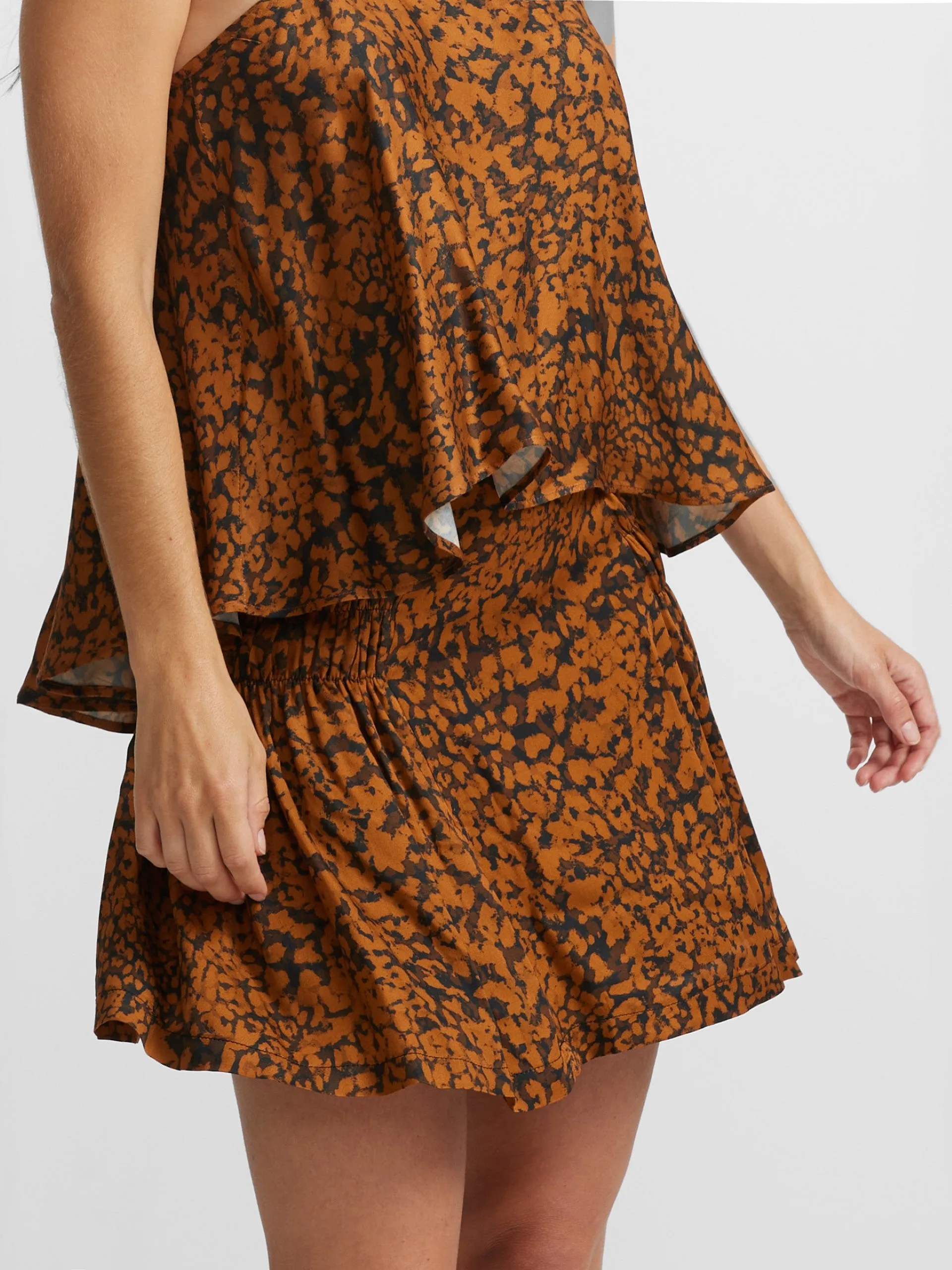 Falda mini estampado animal print marron