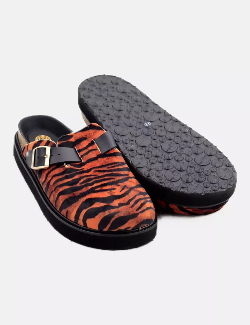 Genuins Zueco naranja estampado