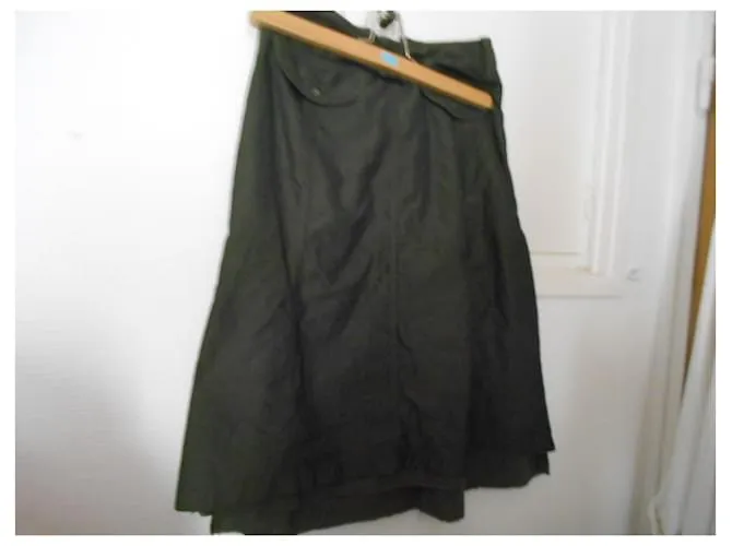 Ikks muy bonita falda caqui de viscosa de algodón y poliéster con cintura marcada 34 US, ideal para 34/36 en dimensiones: tamaño