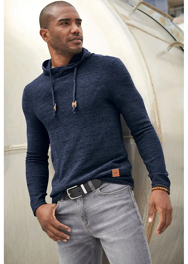 Jersey con capucha Azul jaspeado