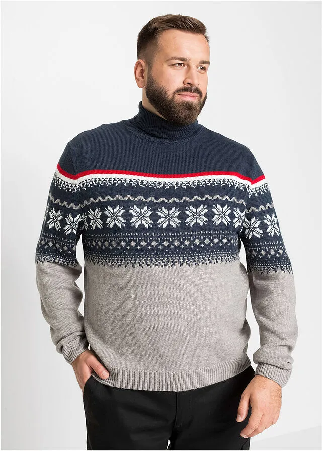 Jersey de cuello alto con estampado invernal Gris jaspeado