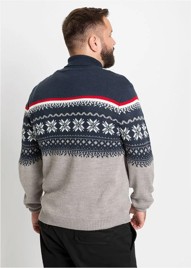 Jersey de cuello alto con estampado invernal Gris jaspeado