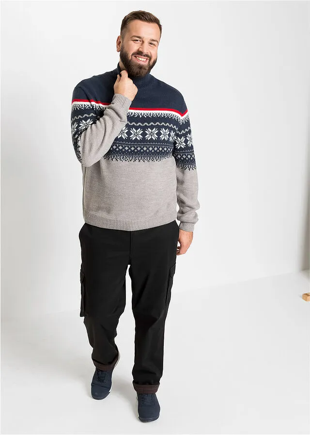 Jersey de cuello alto con estampado invernal Gris jaspeado