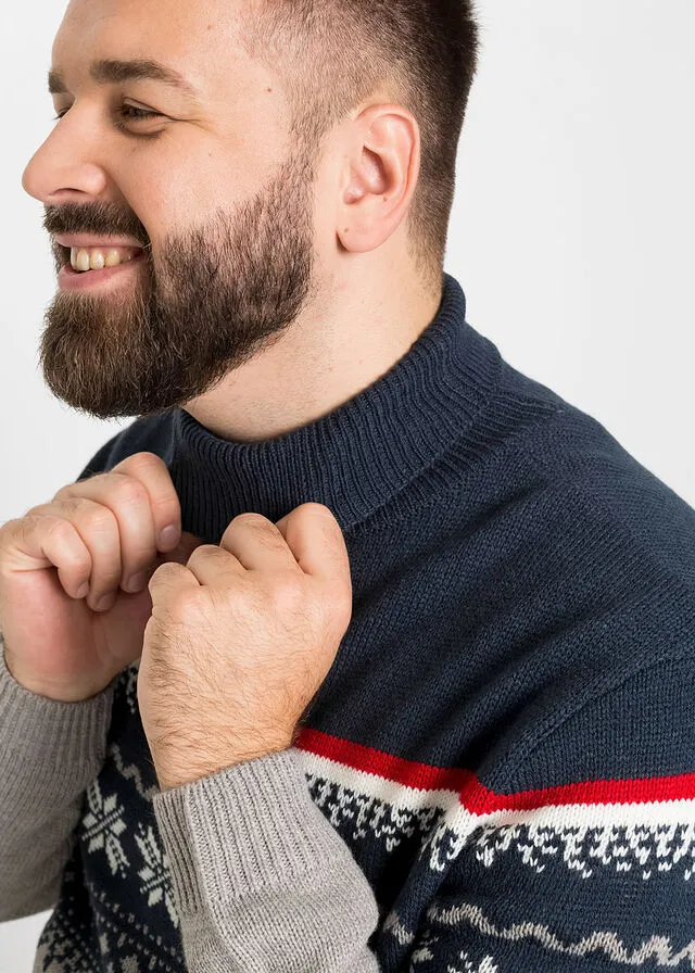 Jersey de cuello alto con estampado invernal Gris jaspeado