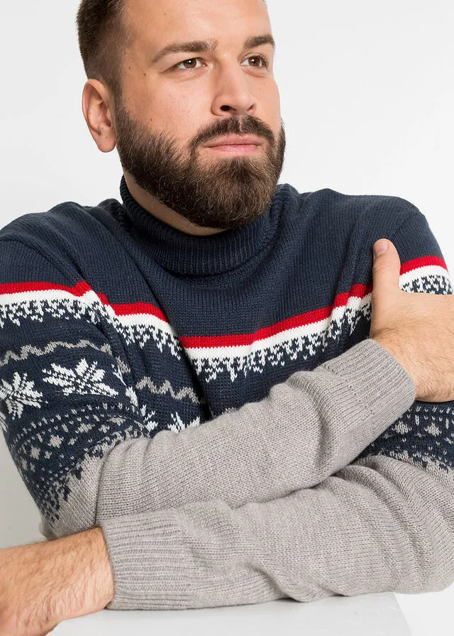 Jersey de cuello alto con estampado invernal Gris jaspeado