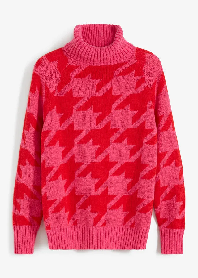 JERSEY DE CUELLO ALTO PINKLADYROJO TOMATE CON ESTAMPADO GRáFICO