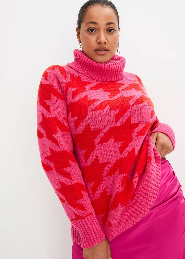 JERSEY DE CUELLO ALTO PINKLADYROJO TOMATE CON ESTAMPADO GRáFICO