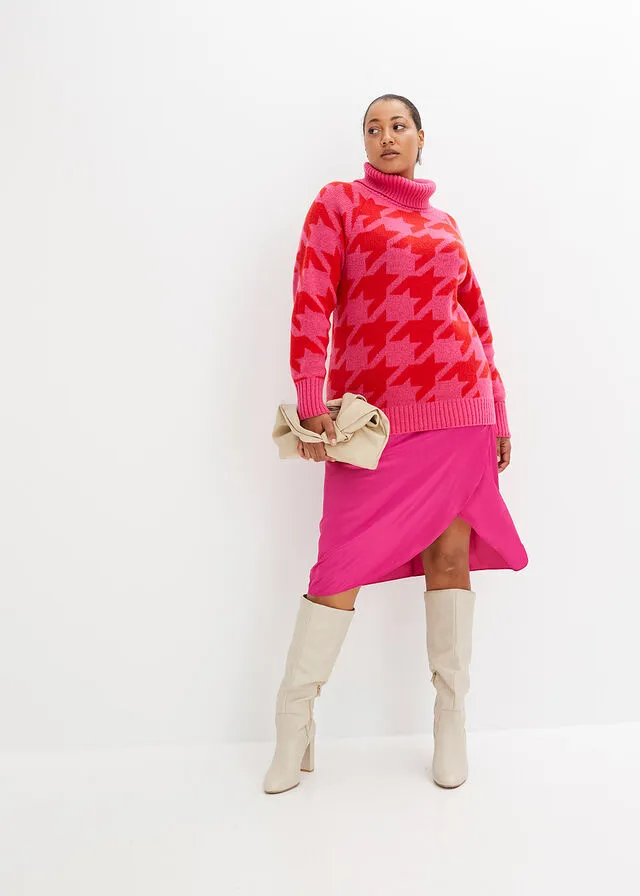 JERSEY DE CUELLO ALTO PINKLADYROJO TOMATE CON ESTAMPADO GRáFICO