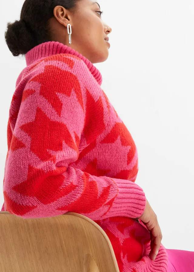 JERSEY DE CUELLO ALTO PINKLADYROJO TOMATE CON ESTAMPADO GRáFICO
