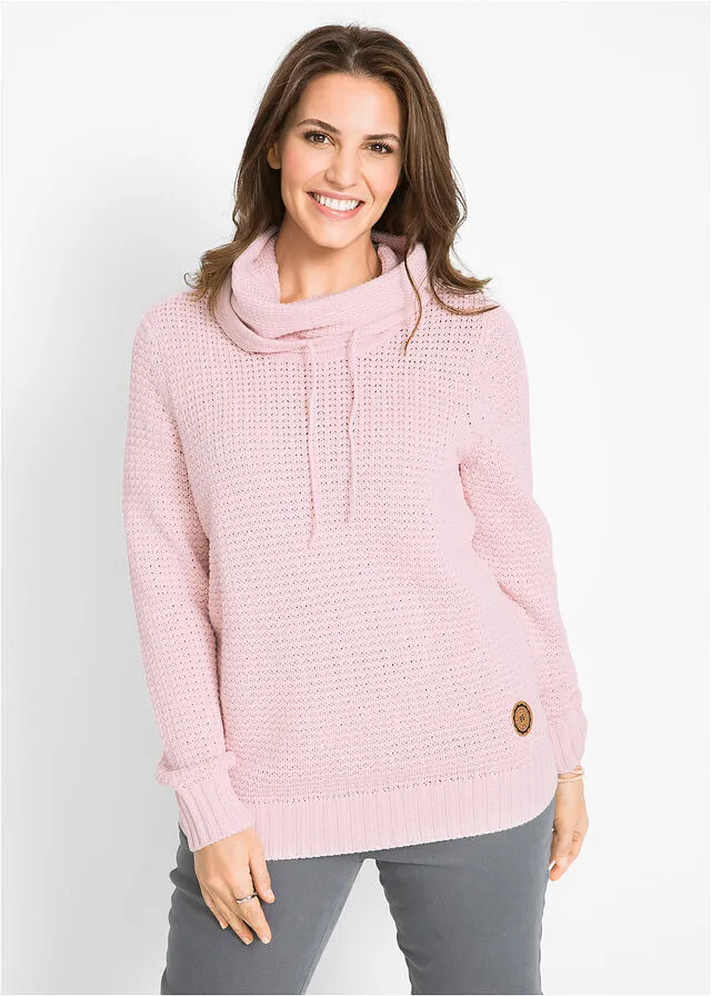 Jersey de cuello tipo chal rosa pálido