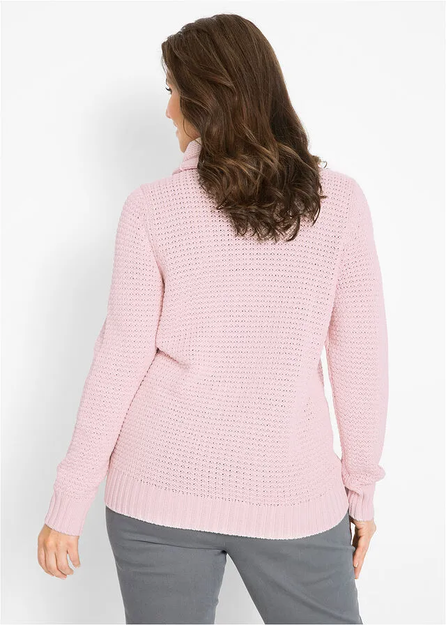 Jersey de cuello tipo chal rosa pálido