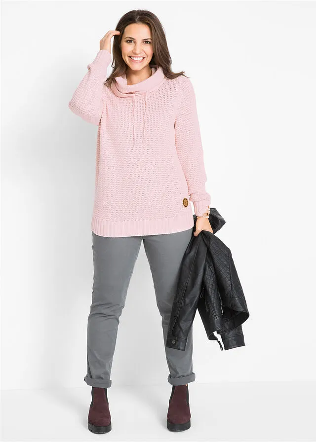 Jersey de cuello tipo chal rosa pálido