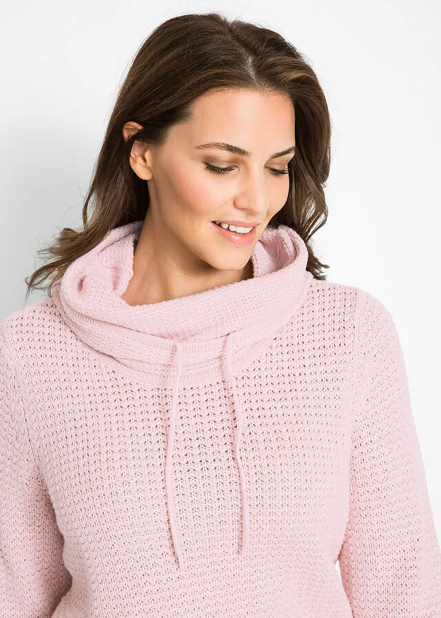 Jersey de cuello tipo chal rosa pálido