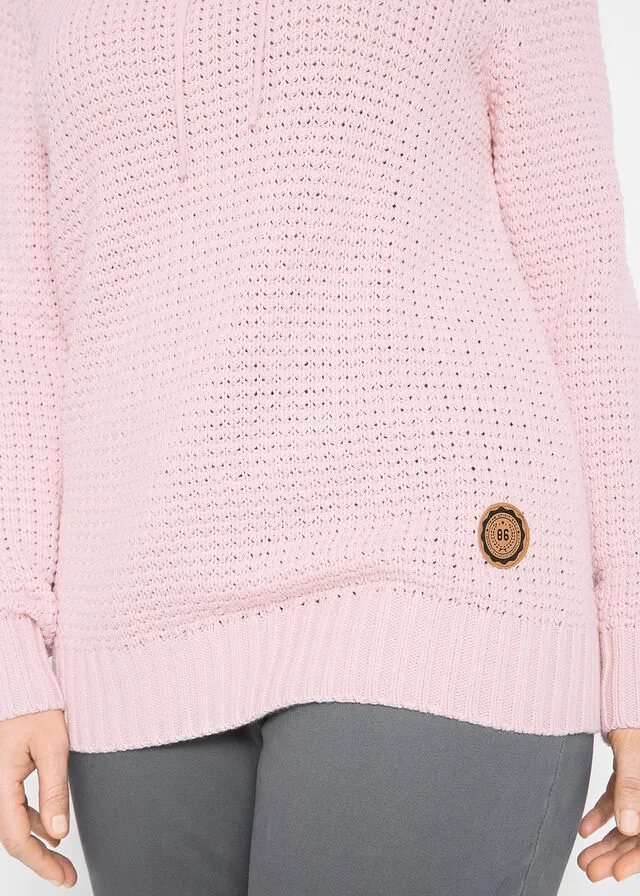 Jersey de cuello tipo chal rosa pálido