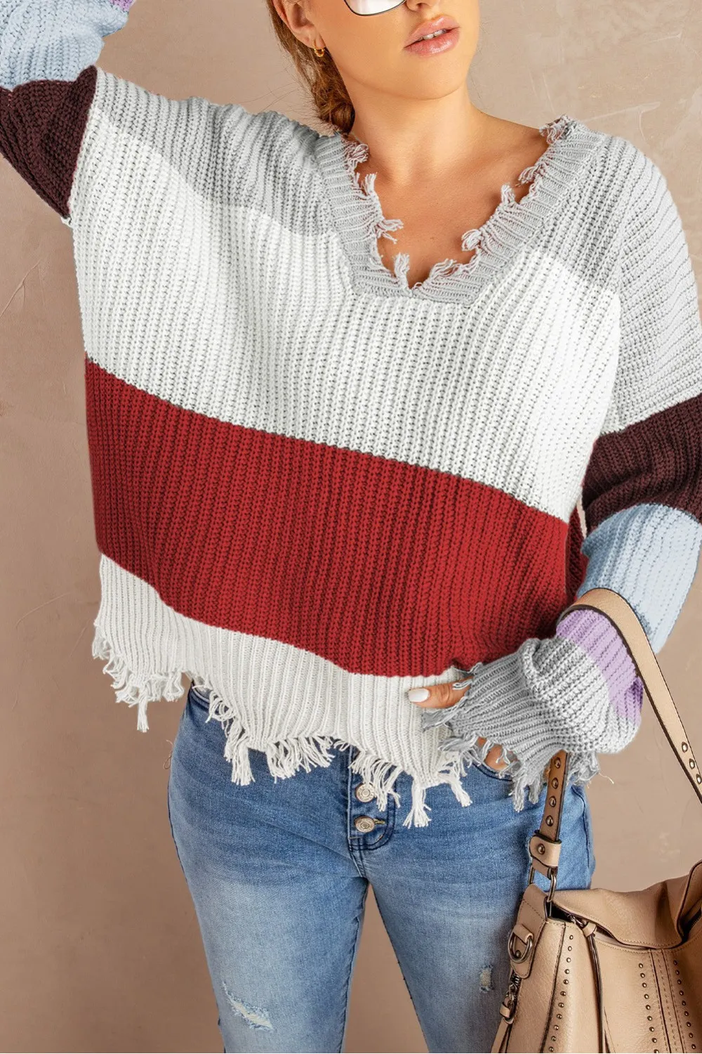 Jersey gris claro con efecto desgastado