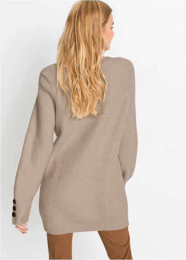 JERSEY LARGO CON BOTONES BEIGEARENA