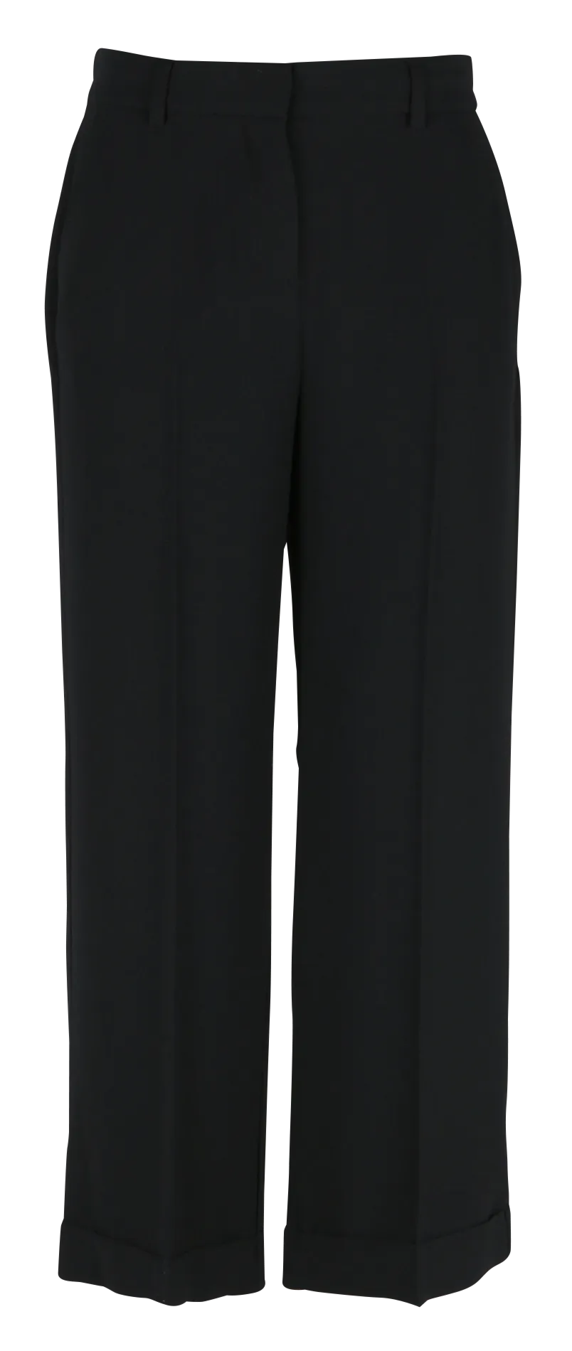 LA FEE MARABOUTEE Pantalón tobillero recto de tejido crepé y talle medio alto en negro