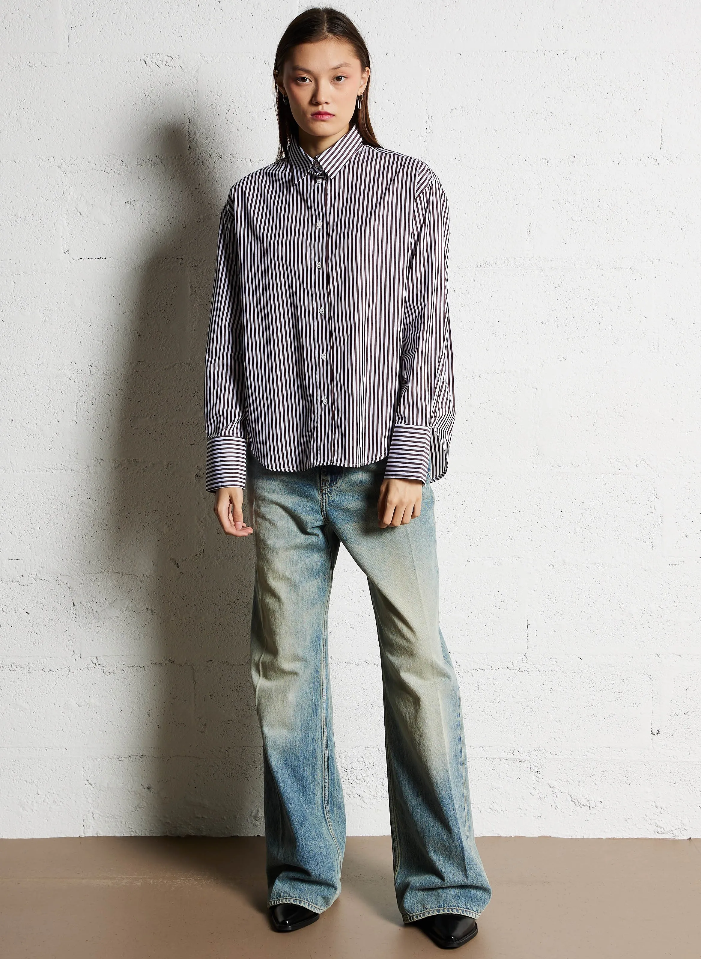 LAURENCE BRAS ENCA  VAQUERO BOYFRIEND DE TALLE ALTO DESCOLORIDO EN AZUL