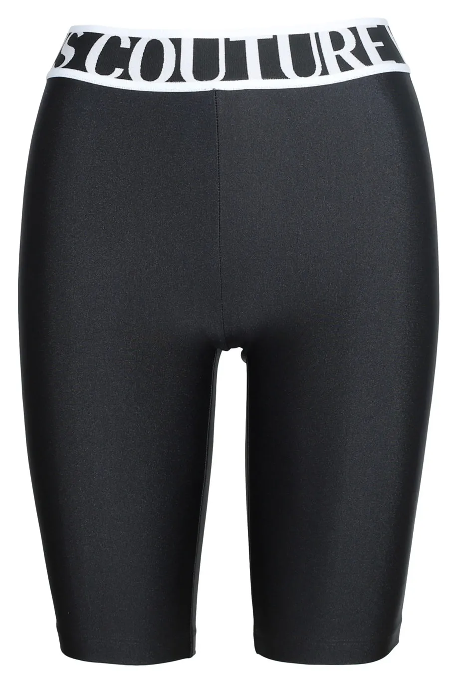 Leggings cortos negros con logo en la cintura
