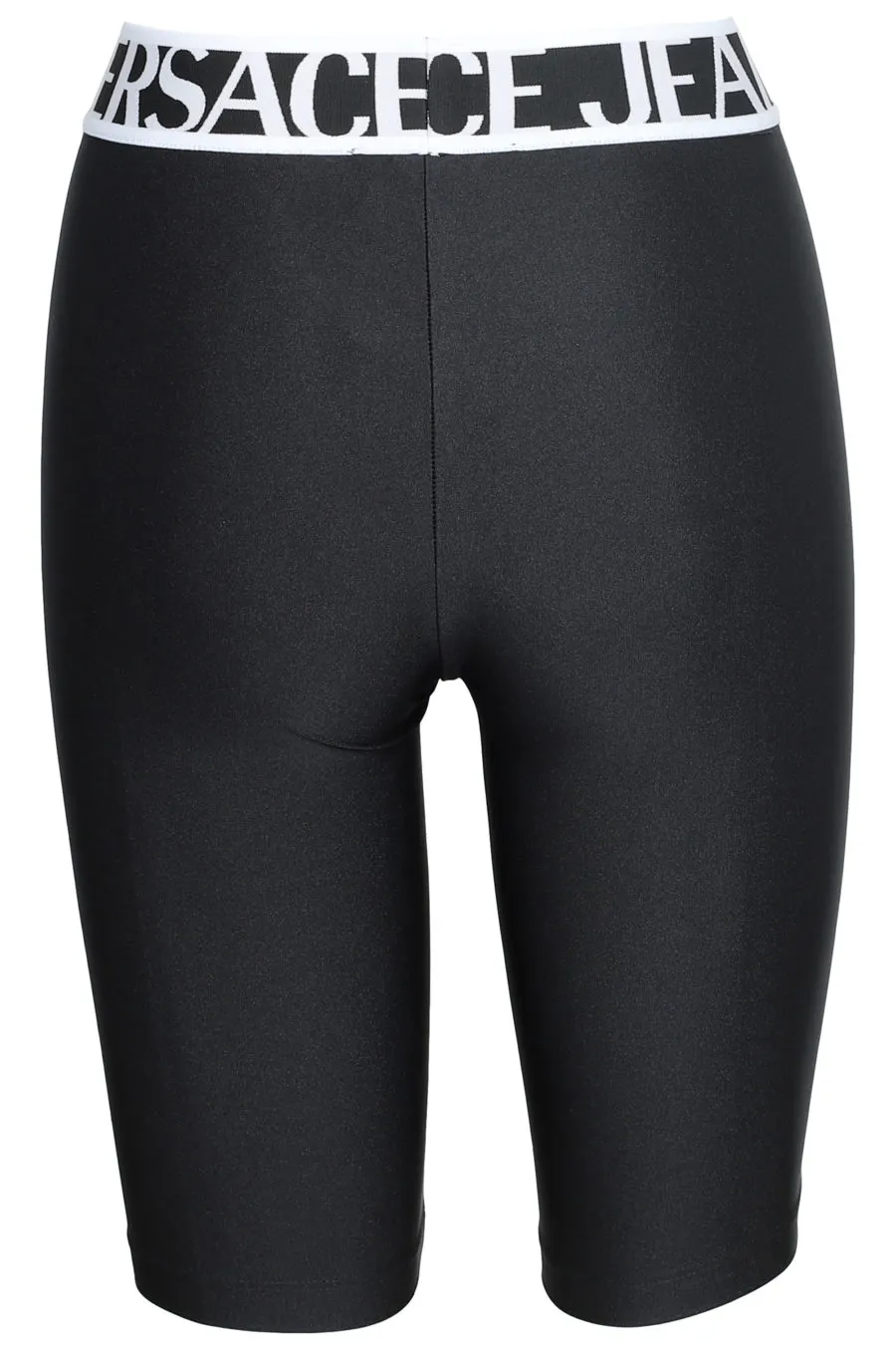 Leggings cortos negros con logo en la cintura
