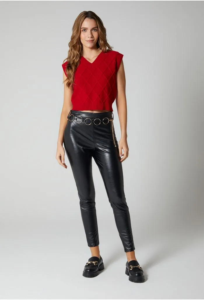Leggings skinny para mujer con cinturon