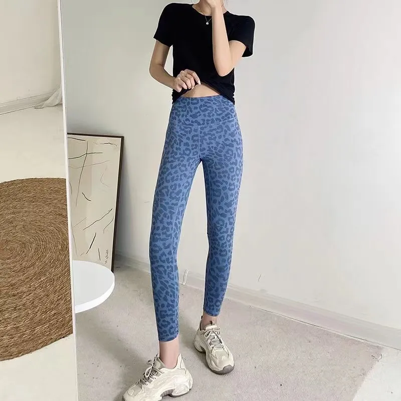 Leopardo Alinine Leggings Pantra de yoga para mujer Pantalones de chaques de cintura alta Cheetah Sports Fitness noveno pantalon