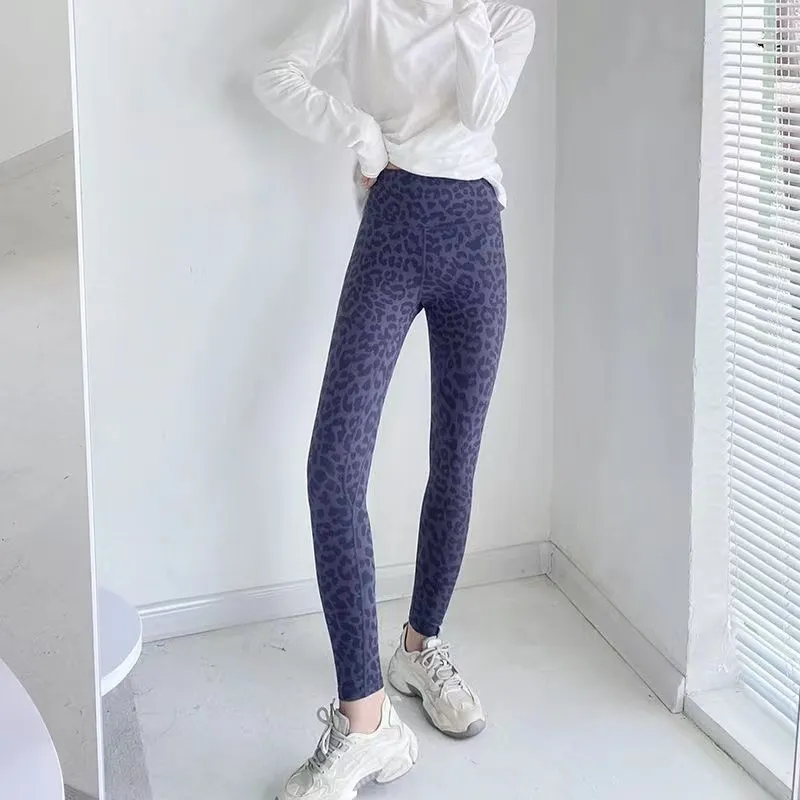 Leopardo Alinine Leggings Pantra de yoga para mujer Pantalones de chaques de cintura alta Cheetah Sports Fitness noveno pantalon