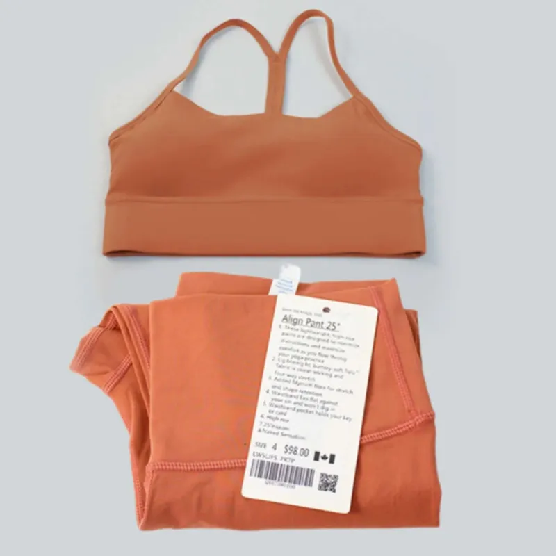Ll para mujer Yoga Alineando Yoga Set de limón para mujer Traje de deportes de 2 piezas Fitness Top Bura en forma de Y Fitness L