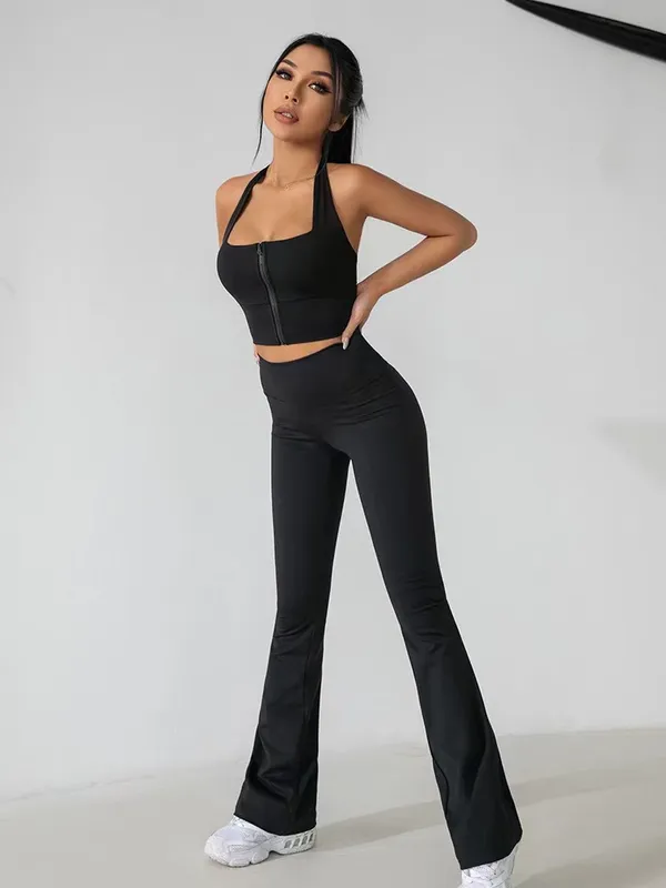 LLUU2024 LEGGINGS DE YOGA GROOVE PANTALONES ACAMPANADOS PANTALONES DE PIERNAS ANCHAS NUEVAS MUJERES DESNUDAS ELEVADOR DE CADERA