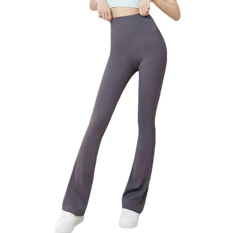 LLUU2024 LEGGINGS DE YOGA GROOVE PANTALONES ACAMPANADOS PANTALONES DE PIERNAS ANCHAS NUEVAS MUJERES DESNUDAS ELEVADOR DE CADERA