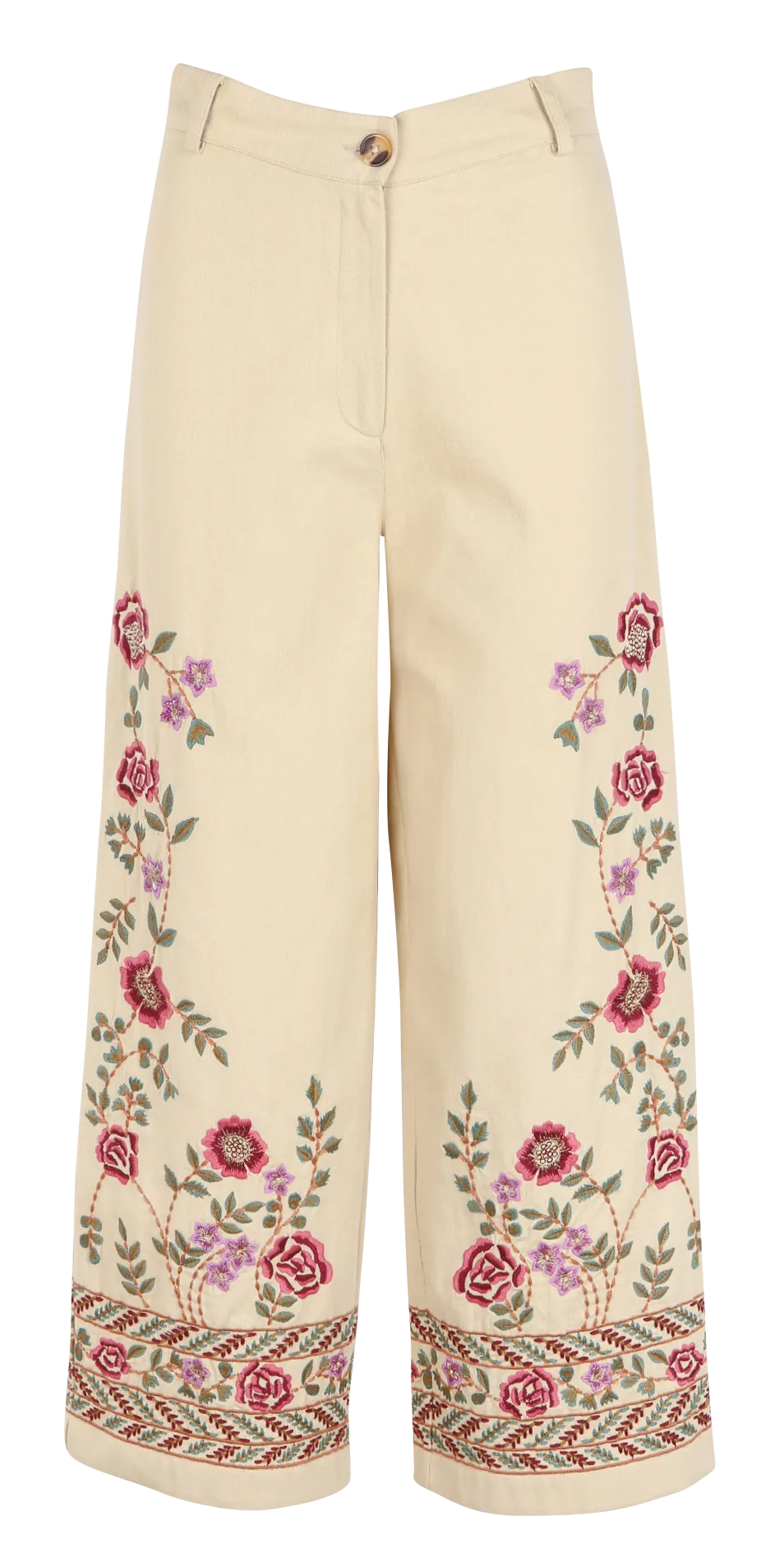 LOUISE MISHA NOVINA  PANTALóN ANCHO DE TALLE ALTO BORDADO EN ALGODóN ORGáNICO. EN MARRON