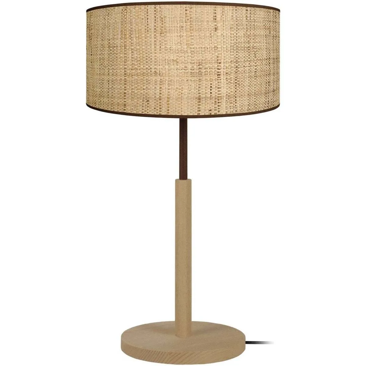 Lámpara de Mesa redondo madera natural y crema