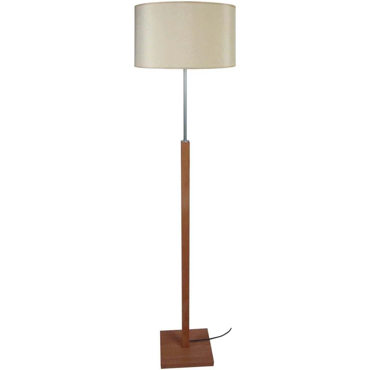 Lámpara de pie cuadrado madera oscura y crema