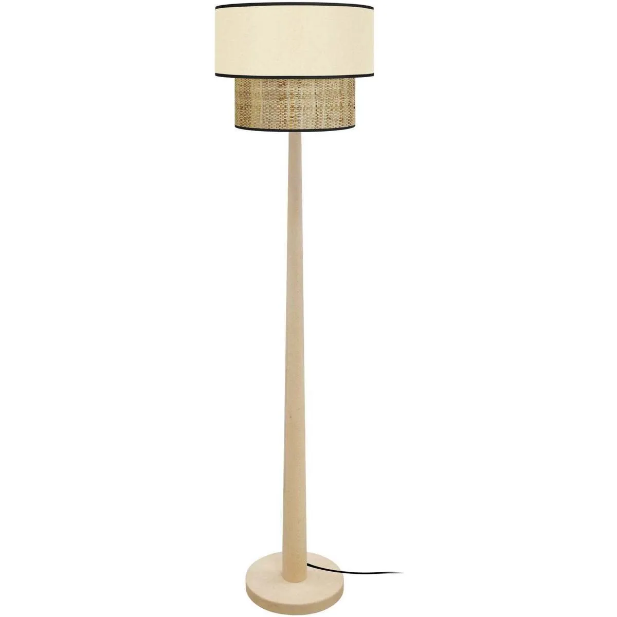 Lámpara de pie pirámide madera natural y crema