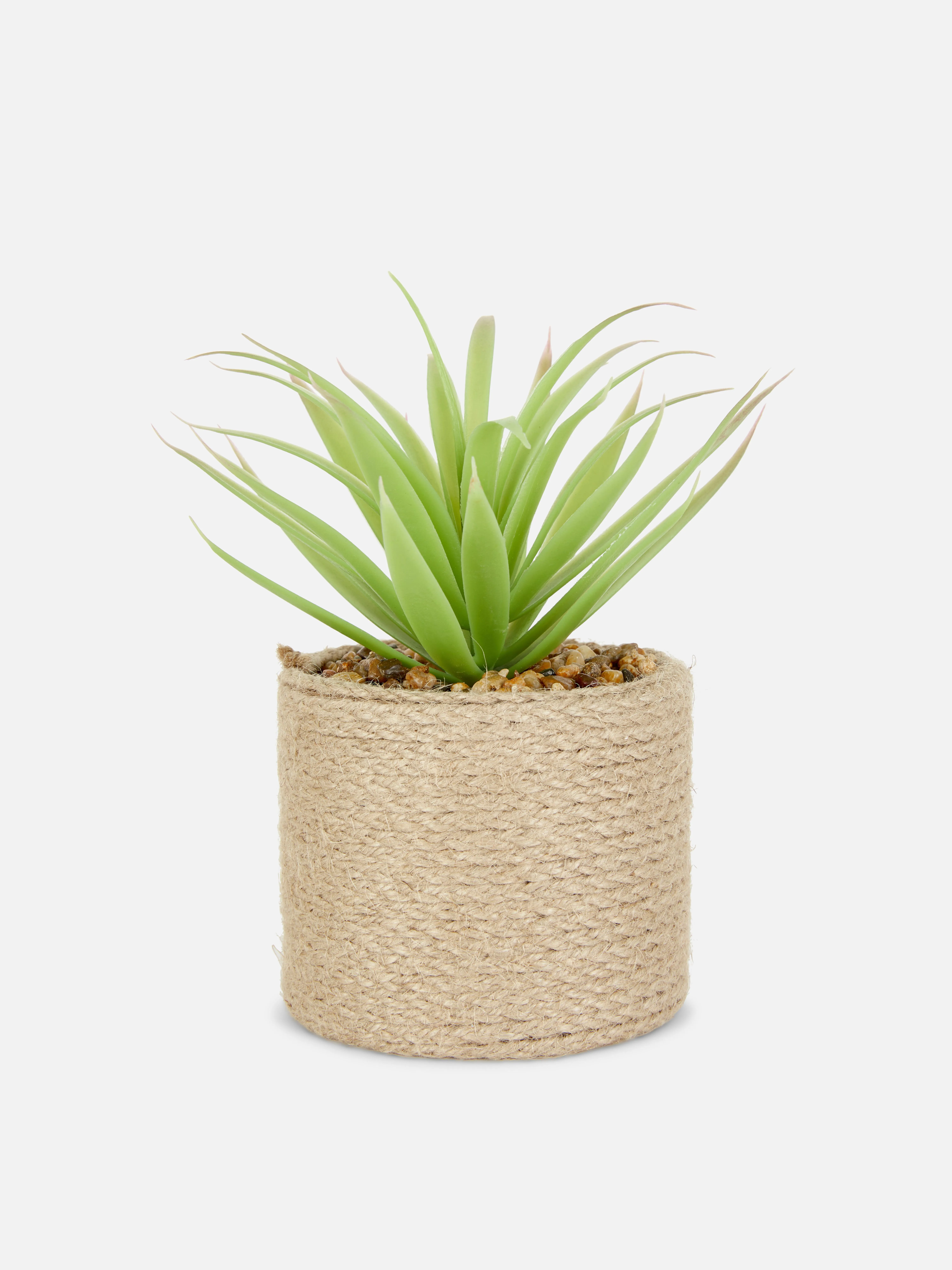 Maceta rosa con aloe vera artificial