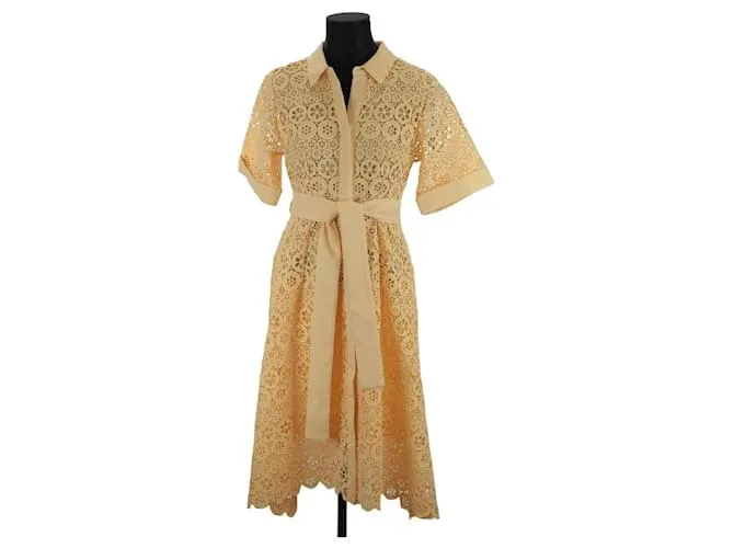 Maje Vestido con encaje Amarillo 