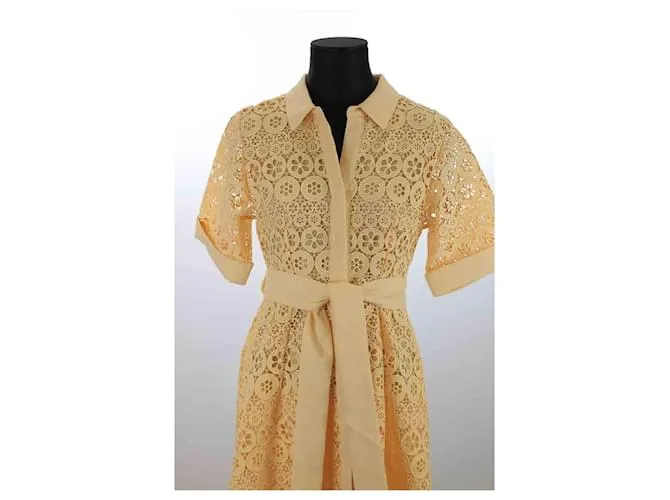 Maje Vestido con encaje Amarillo 
