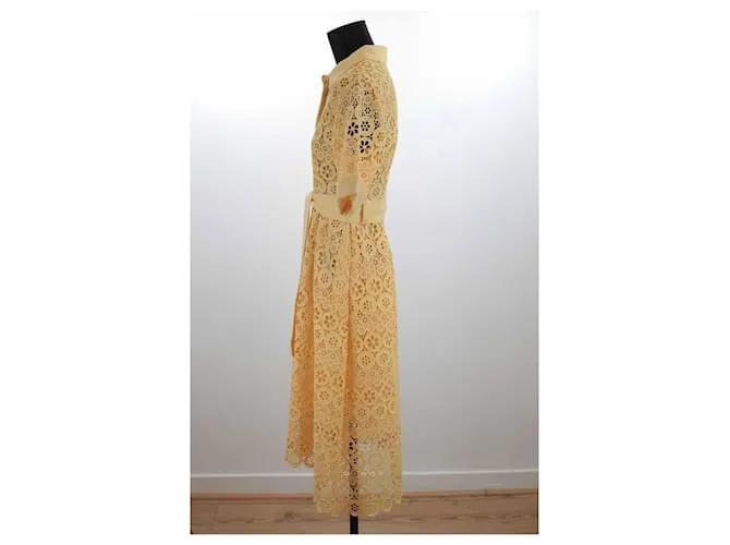Maje Vestido con encaje Amarillo 
