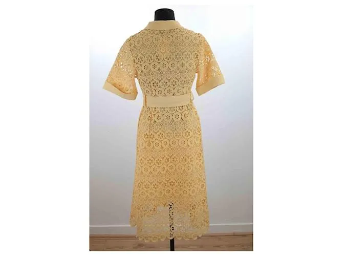 Maje Vestido con encaje Amarillo 
