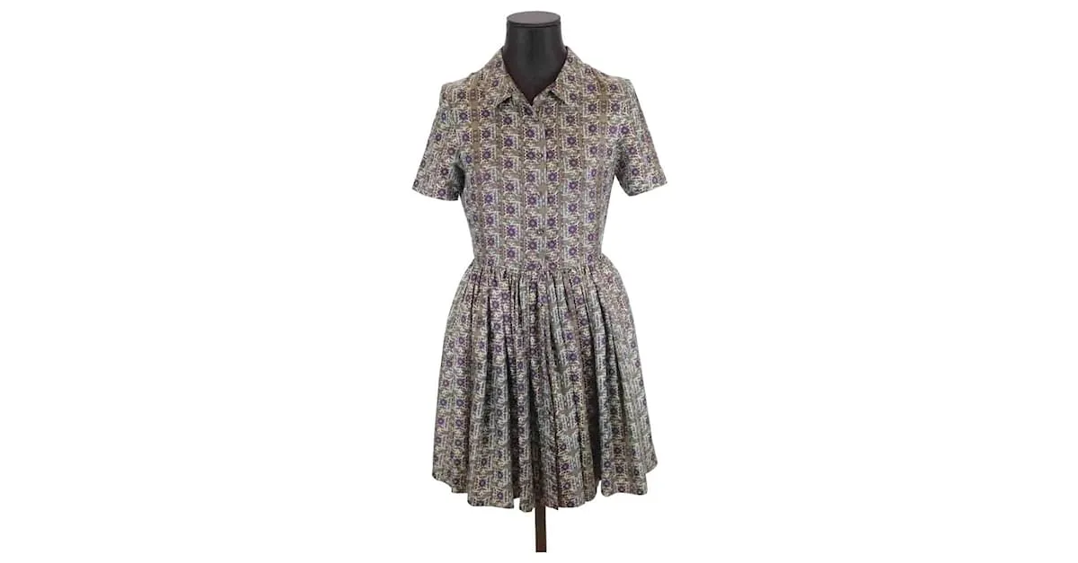 Manoush Vestido de seda Caqui 