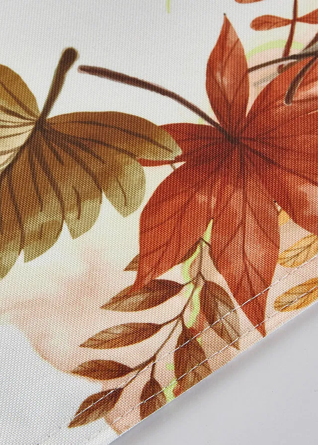 MANTELES INDIVIDUALES CON ESTAMPADO DE HOJAS (4 UNIDADES) BLANCONARANJA