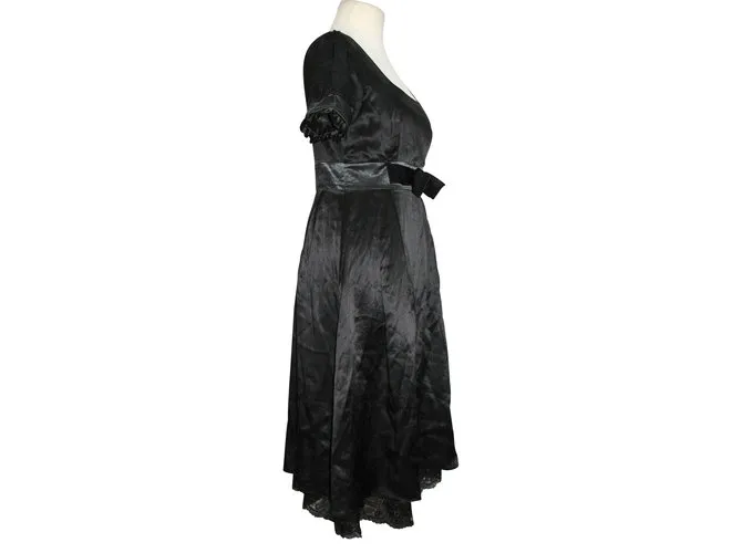 Marc by Marc Jacobs Vestido de seda con encaje Negro 