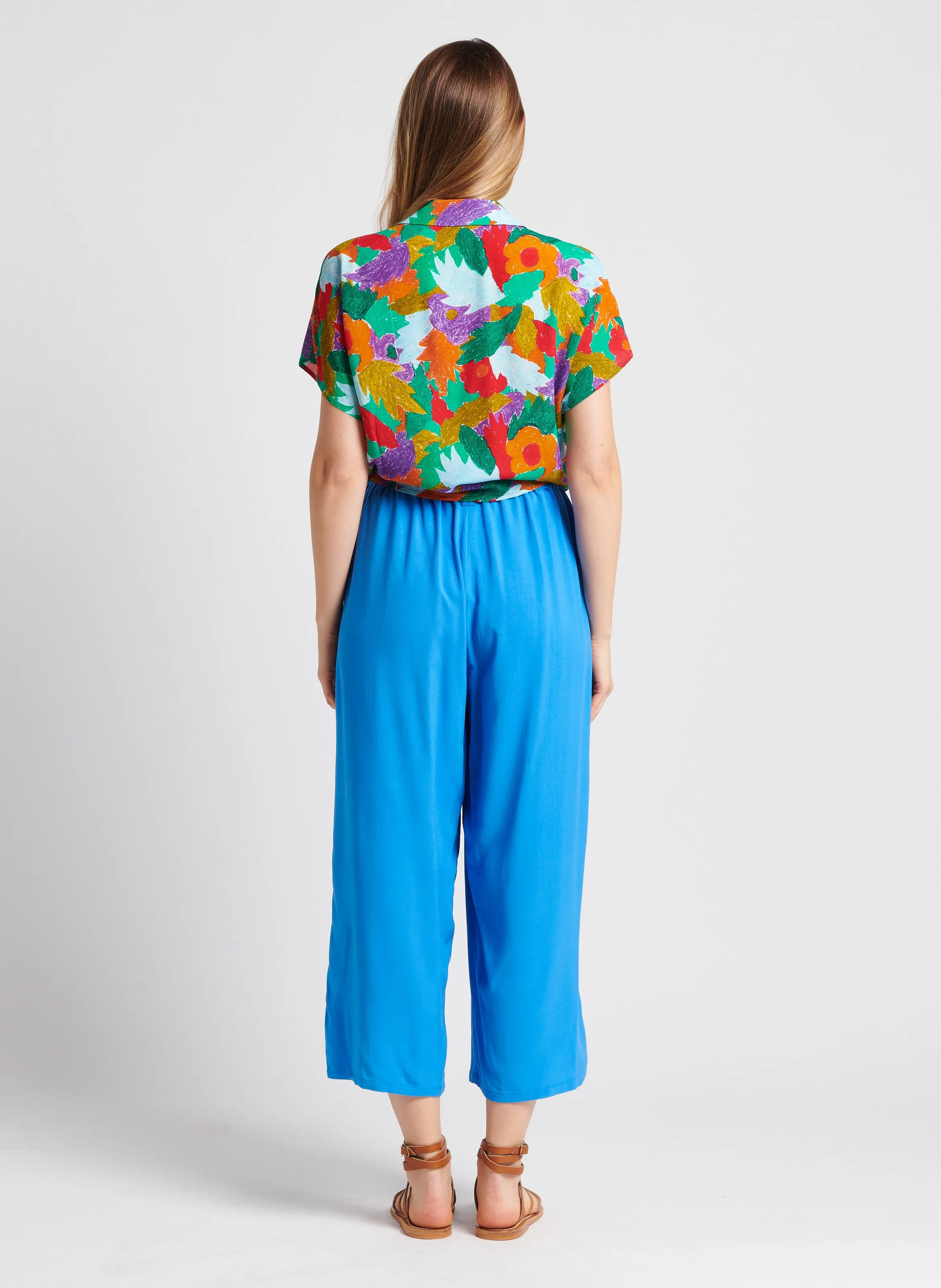 MARIE SIXTINE SANDRO  PANTALóN FLUIDO DE TALLE MEDIO ALTO EN AZUL