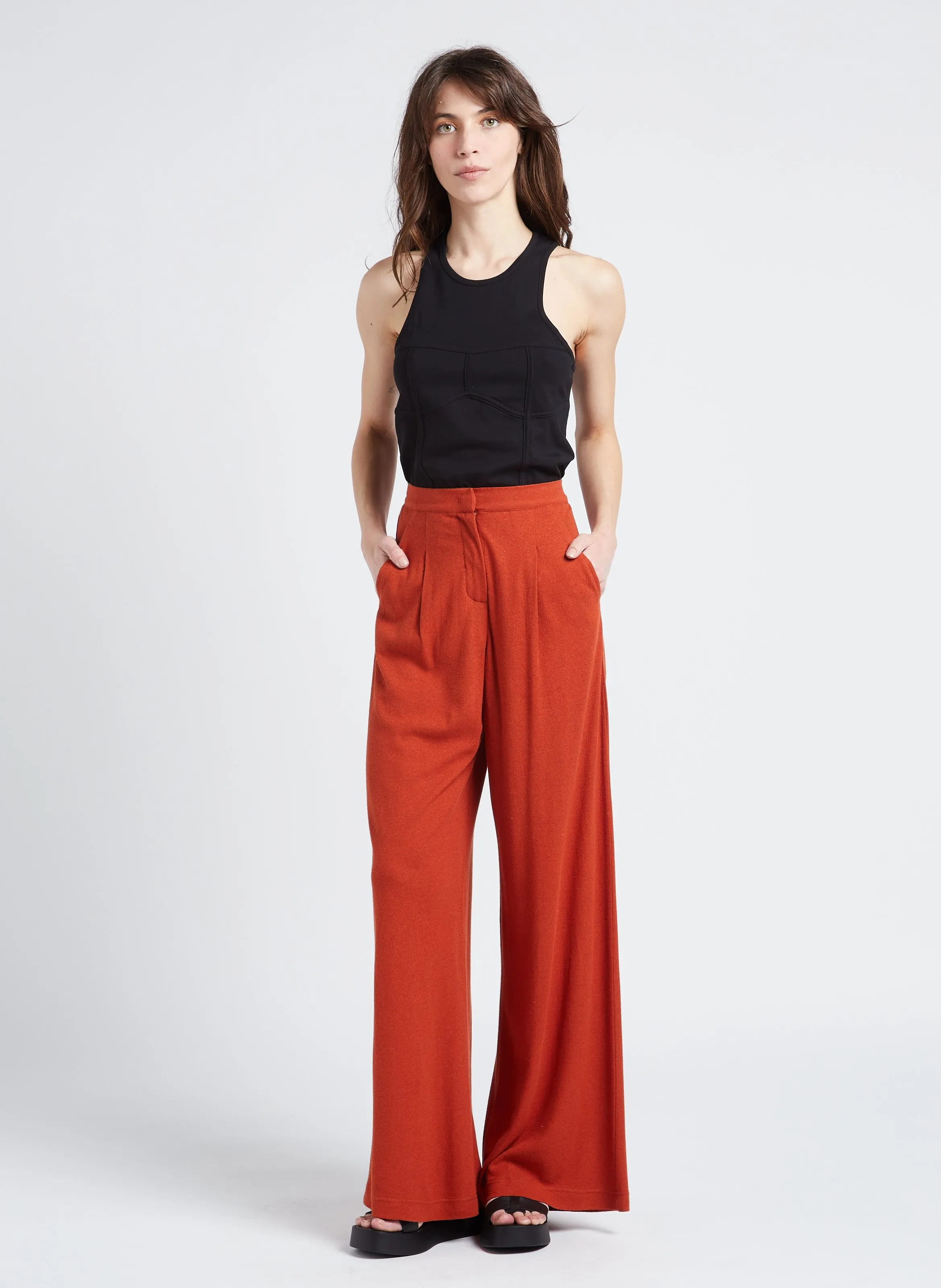 MAX MARA LEISURE BRINA  PANTALóN ANCHO DE MEZCLA DE LINO DE TALLE ALTO EN DORADO