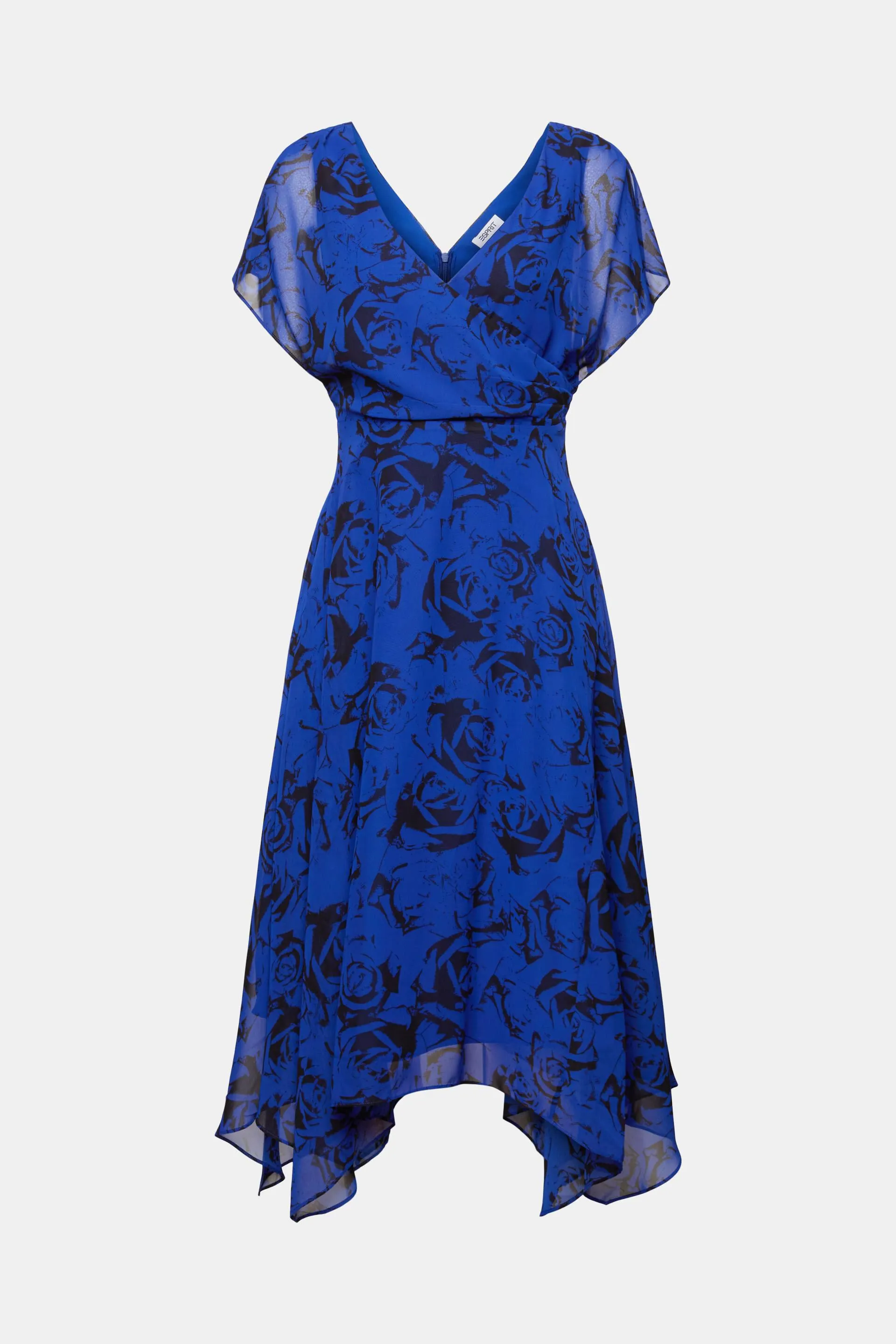 Maxivestido estampado de gasa con escote en pico
