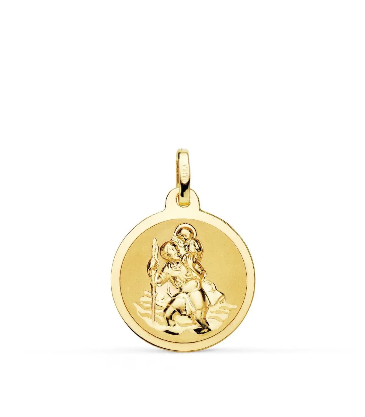 Medalla San Cristóbal Oro 18K 18mm Brillo