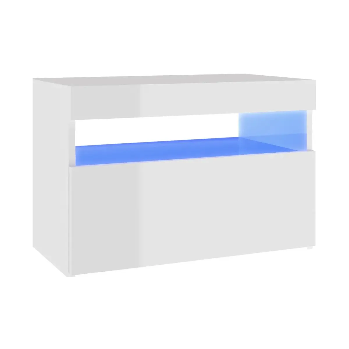 Mesita de noche con LED contrachapada blanco brillo 60x35x40