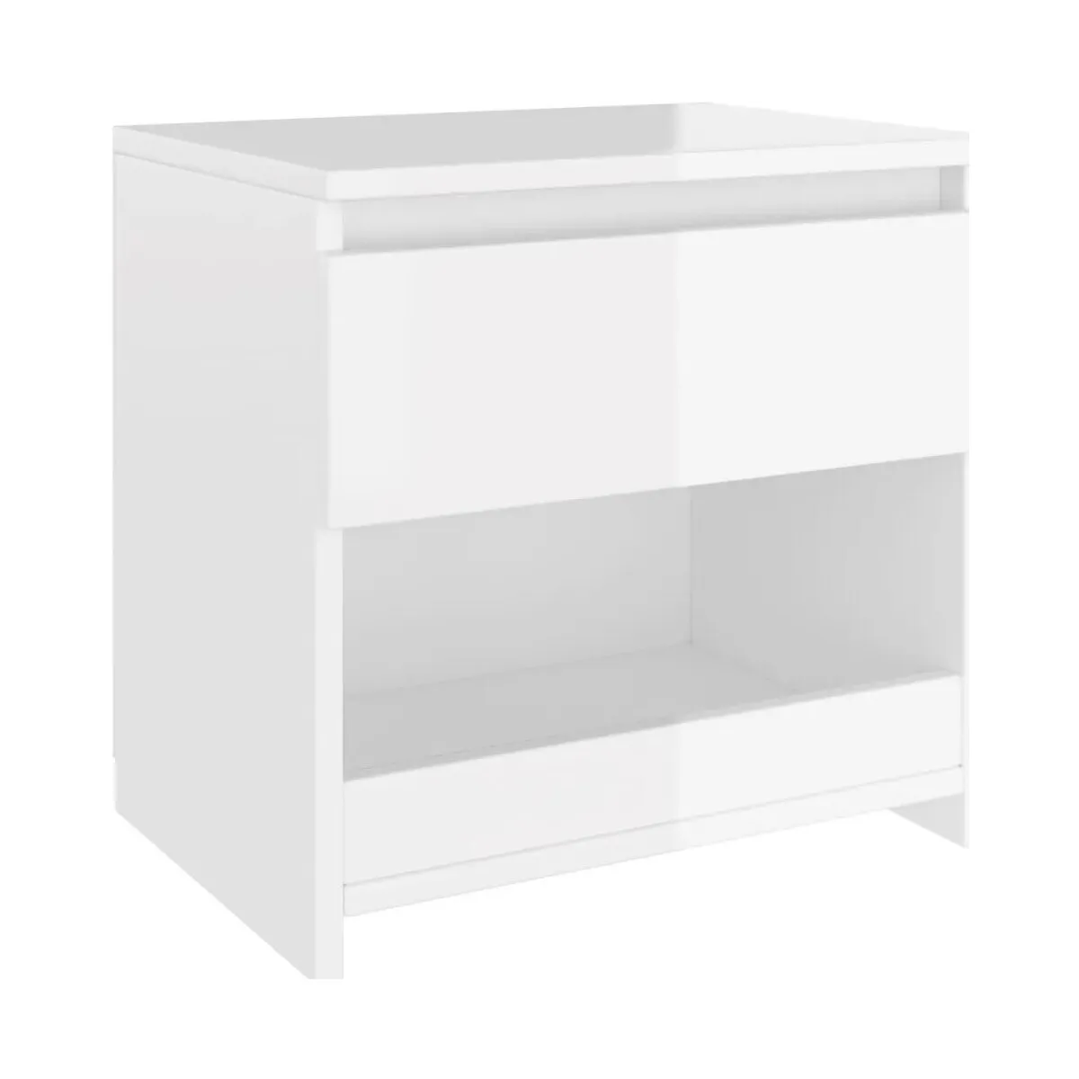 Mesita de noche madera contrachapada blanco brillo 40x30x39 cm