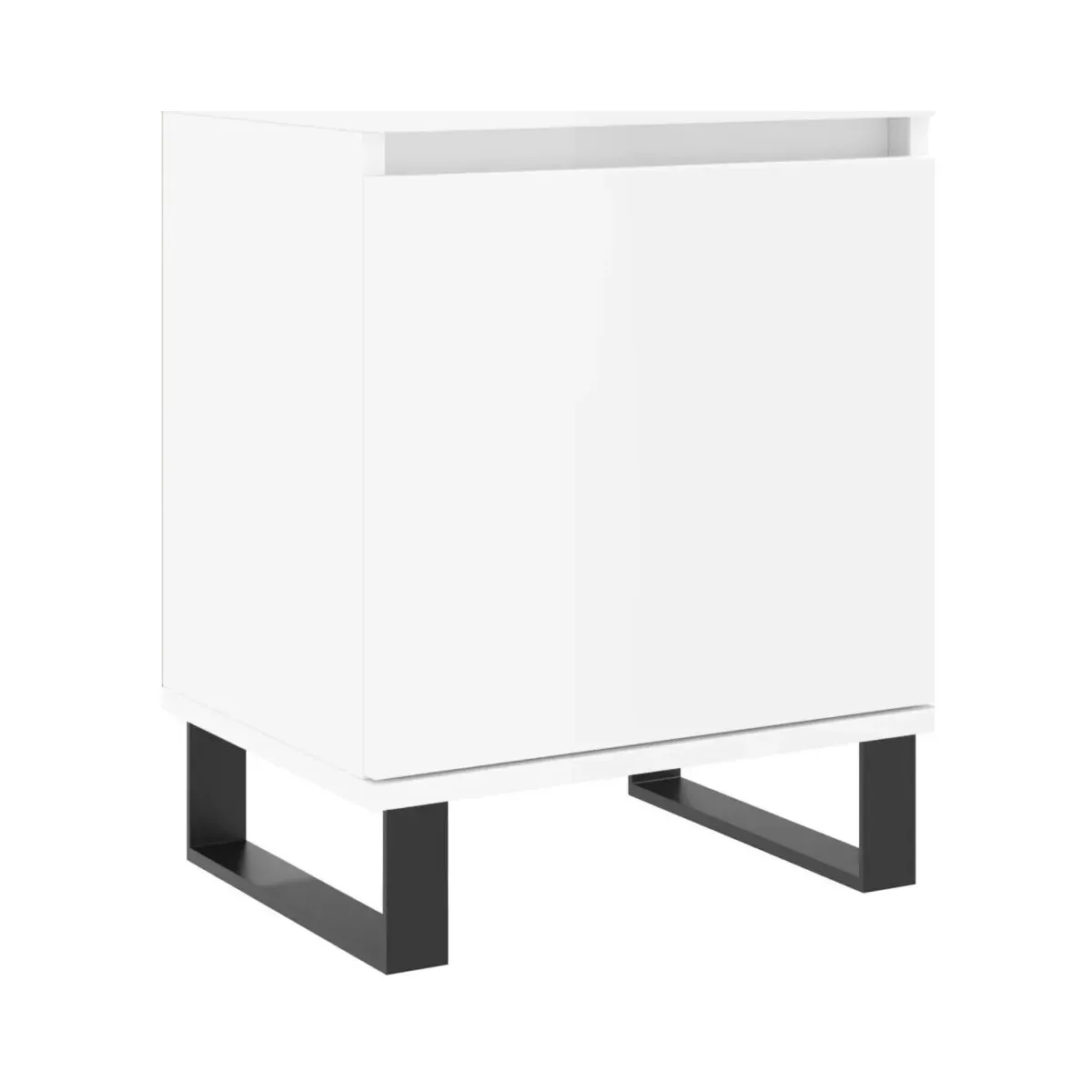 Mesita de noche madera de ingeniería blanco brillo 40x30x50 cm