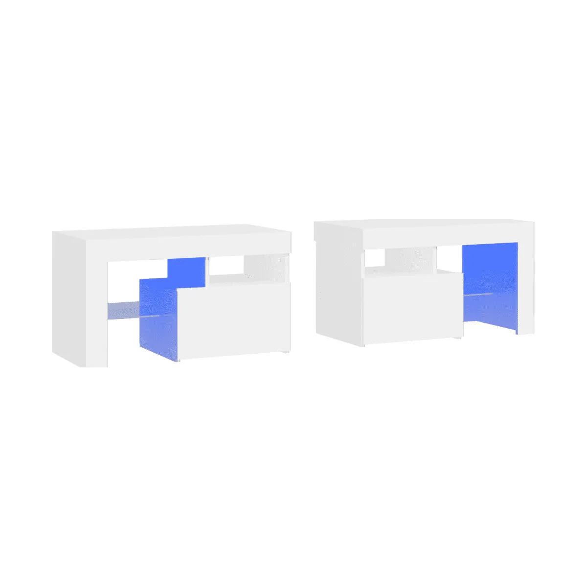 Mesitas de noche con luces LED 2 uds blanco brillo